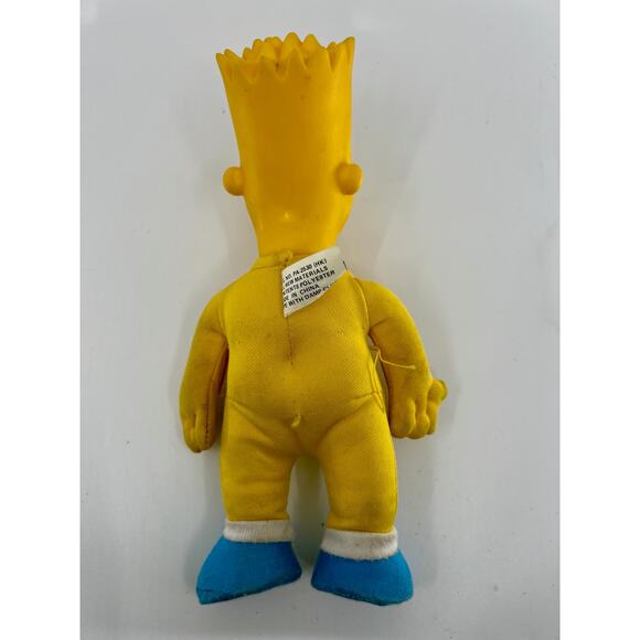 Vintage 1990s Bart Simpson Plush Toy with Plastic Head The Simpsons 8" - Picture 2 of 4